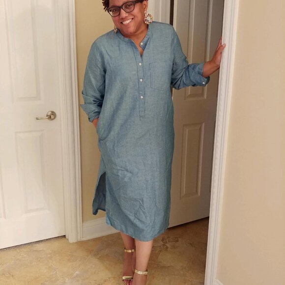 NWT J. Crew Pale Chambray Tunic Midi Dress Size XL Style J2464 - Picture 2 of 3
